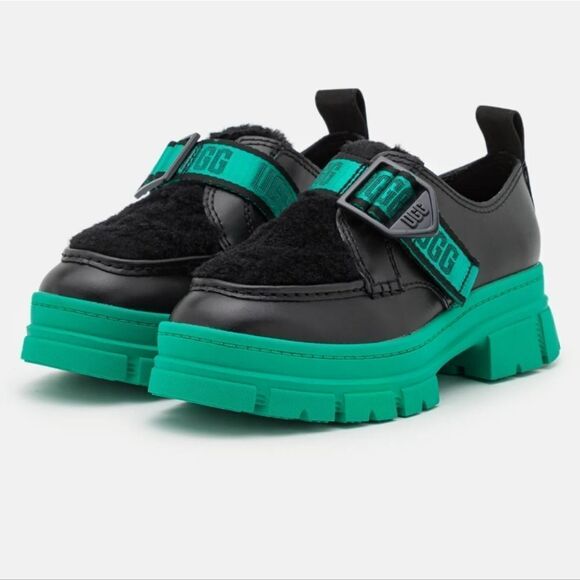 BRAND NEW UGG ASHTON SHOE PLUSH EMERALD GREEN WATERPROOF LEATHER SHOES G1 - Picture 13 of 16